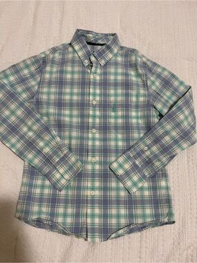 johnnie-O Boys Plaid Button-Down Shirt Cotton Sz 10 Salt Creek Colorway